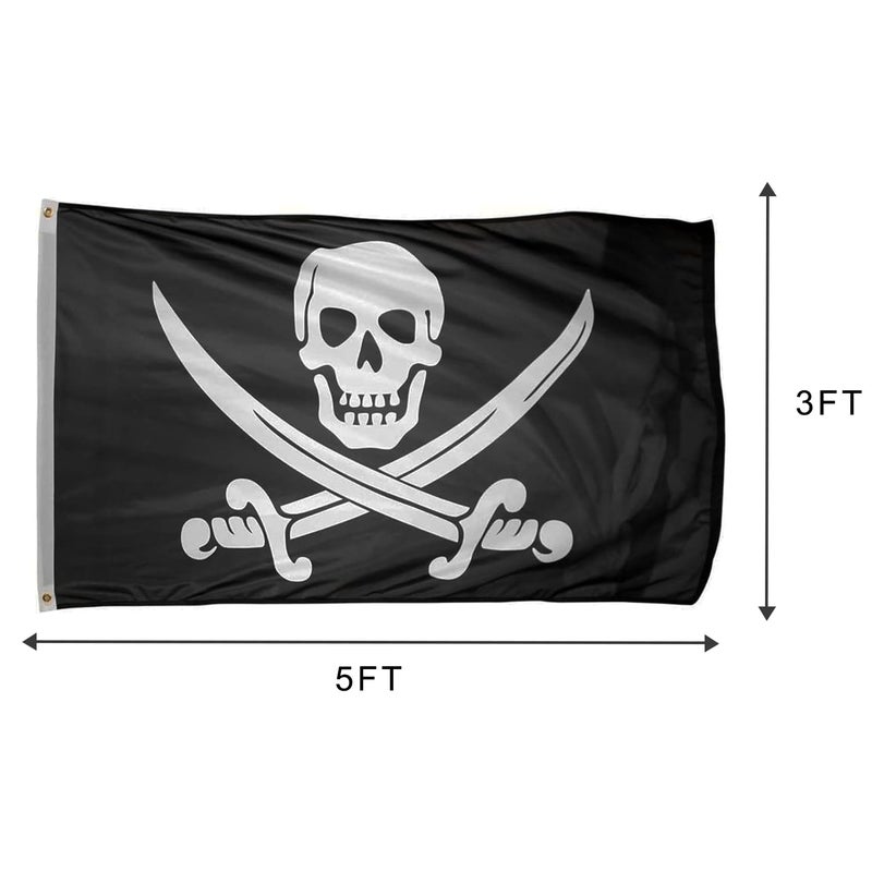 Time Roaming 3x5 Ft Pirate Jack Rackham Polyester Flag with Brass Grommets - Image 2